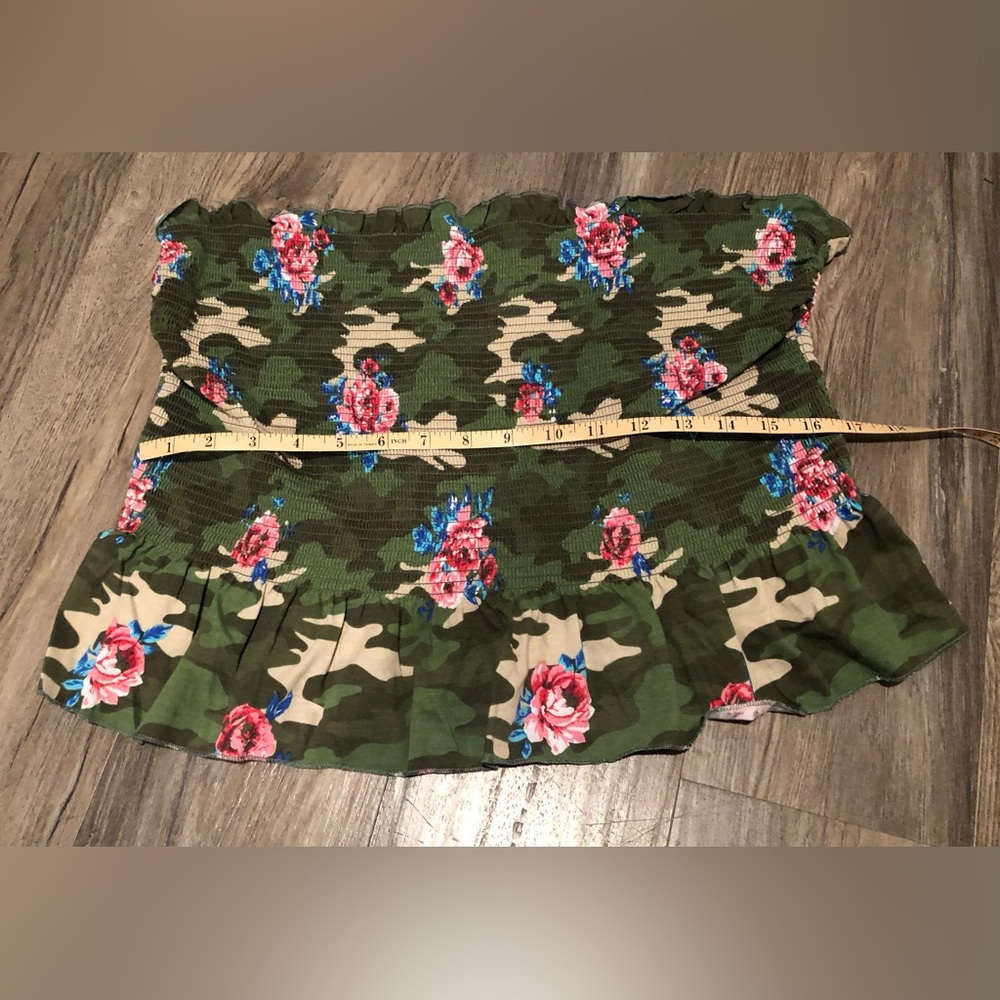No Boundaries Green Camo Floral Tube Top